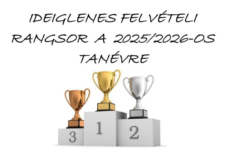 Ideiglenes felvételi rangsor a 2025/2026-os tanévre