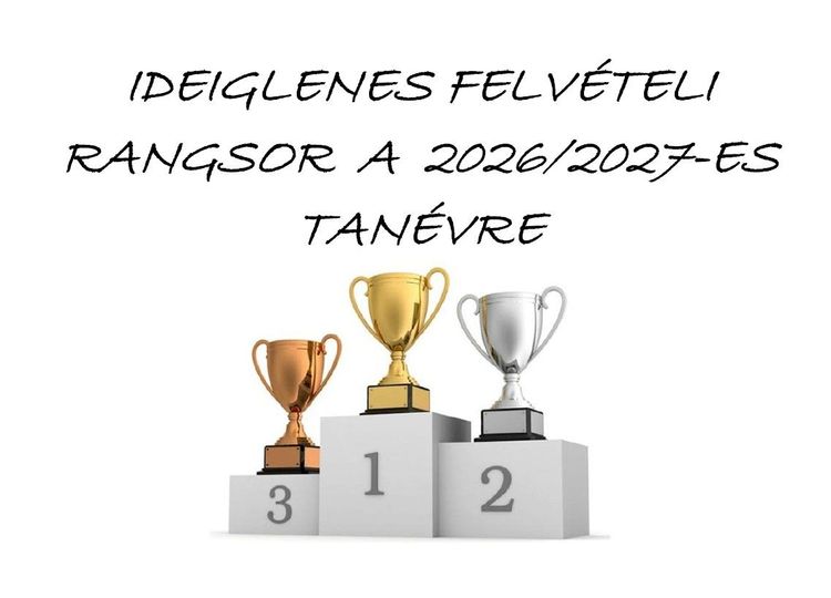 Ideiglenes felvételi rangsorok a 2026/2027-es tanévre